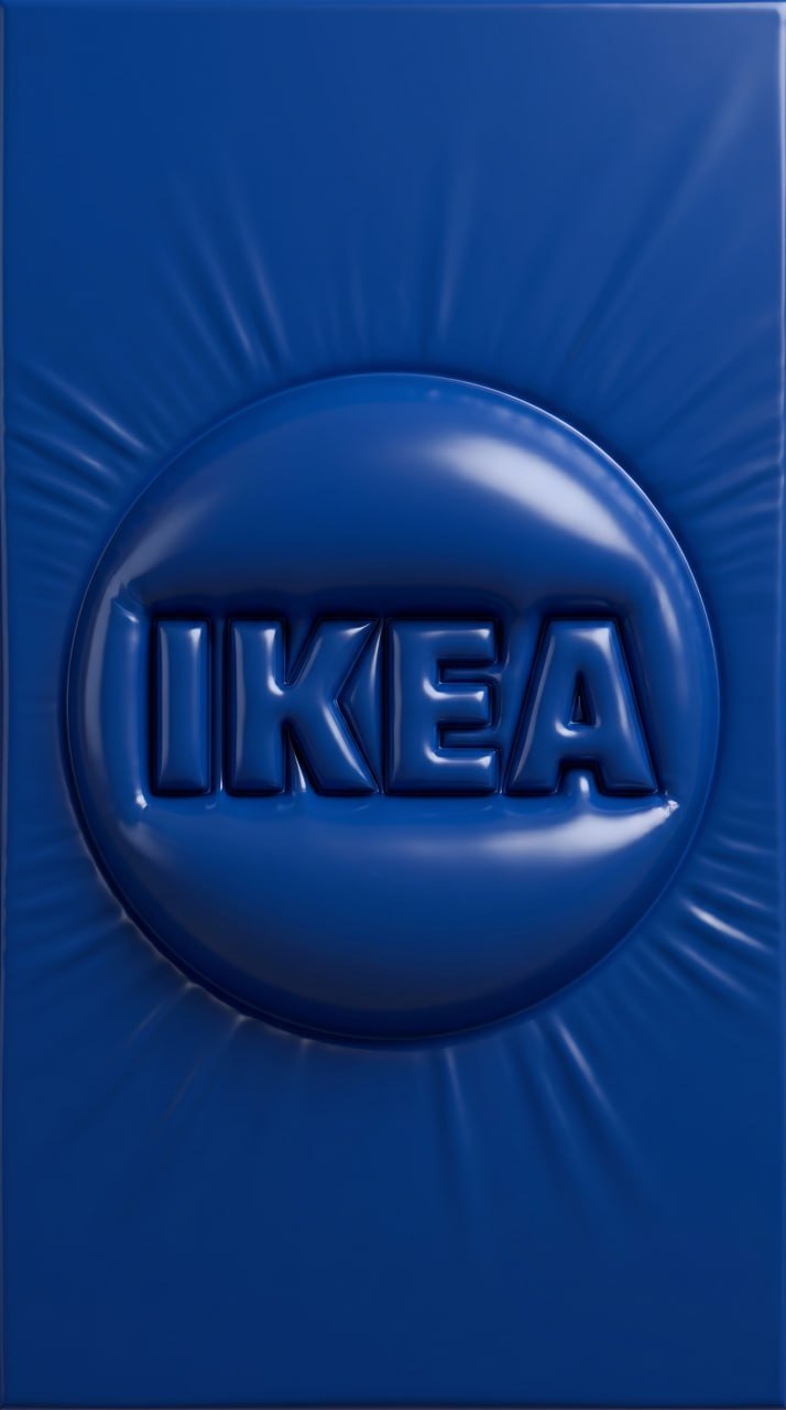 Логотип IKEA под синей термоусадочной плёнкой